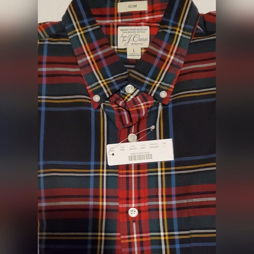 J. Crew Red and Blue Plaid Casual Button Down Shirt - Picture 3 of 7
